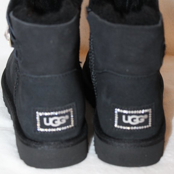 UGG BAILEY CRYSTAL MINI SUEDE SHEARLING BOOTS - Picture 6 of 8